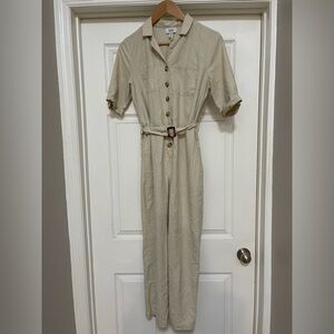 Myra Bag Cream Button-Down Jumpsuit